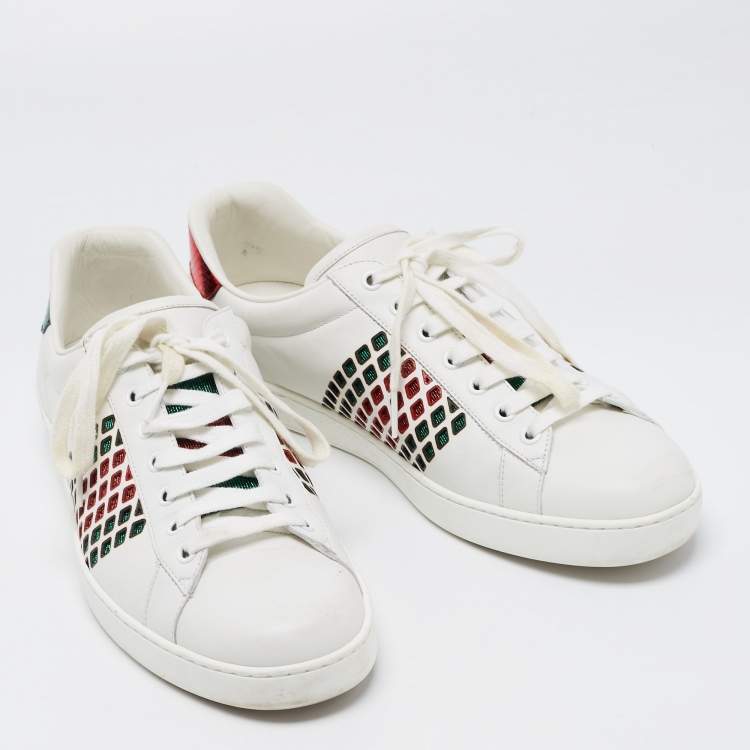 Pre Owned Gucci White Leather Ace Low Top Sneakers Size 43