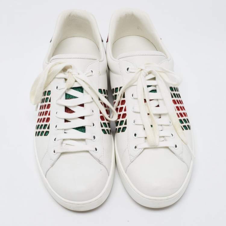 Pre Owned Gucci White Leather Ace Low Top Sneakers Size 43