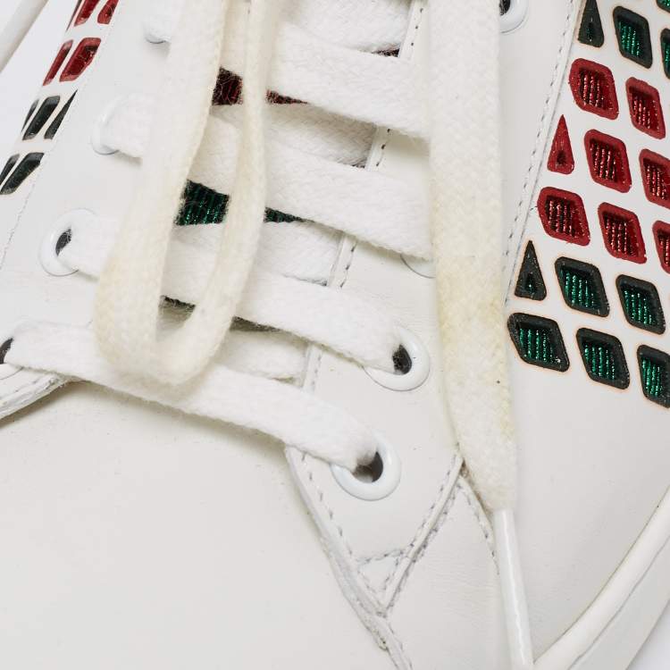 Pre Owned Gucci White Leather Ace Low Top Sneakers Size 43