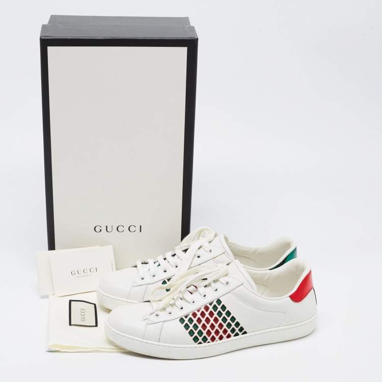 Pre Owned Gucci White Leather Ace Low Top Sneakers Size 43