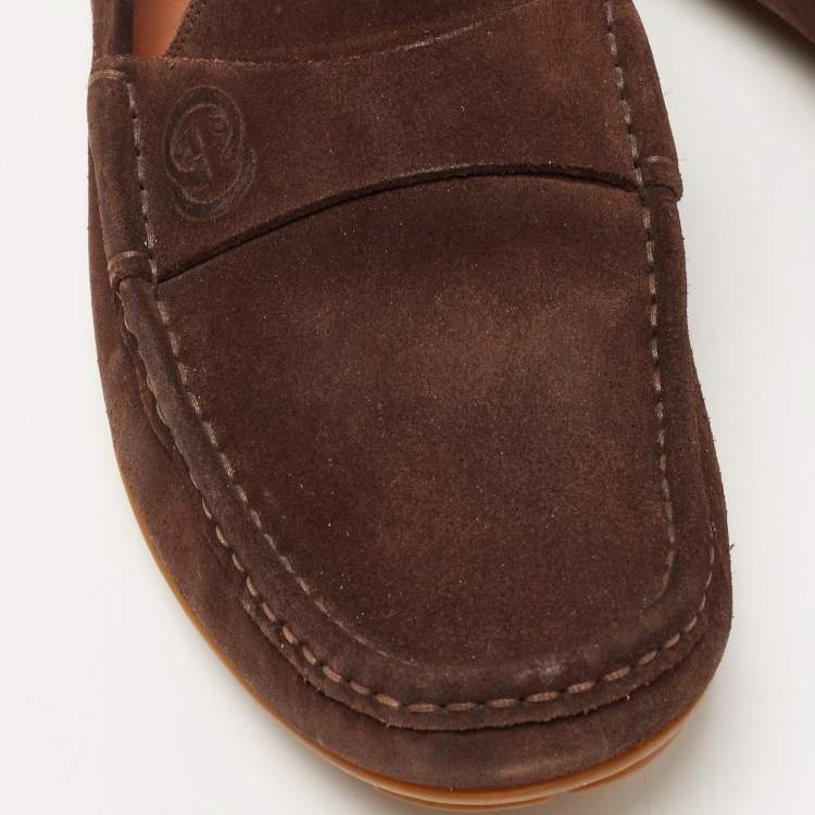 Pre Owned Gucci Brown Suede Slip On Loafers Size 43 