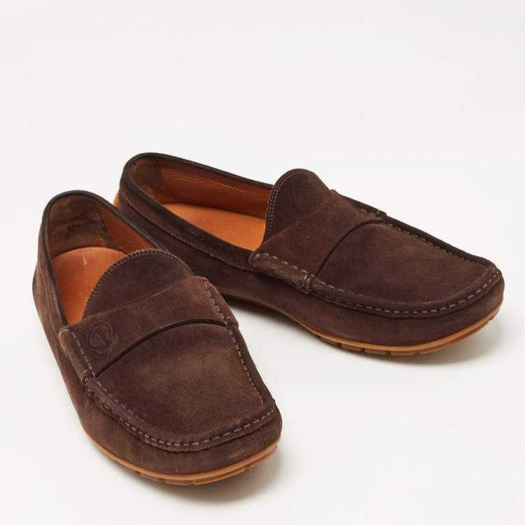Pre Owned Gucci Brown Suede Slip On Loafers Size 43 
