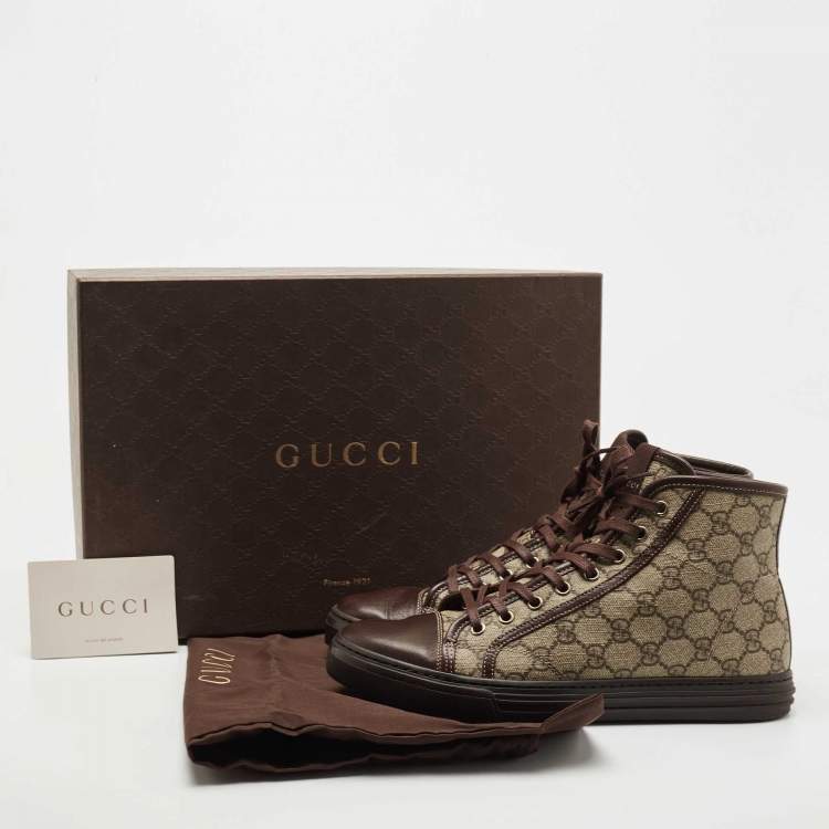 Pre Owned Gucci Brown/Grey GG Canvas High Top Sneakers Size 41