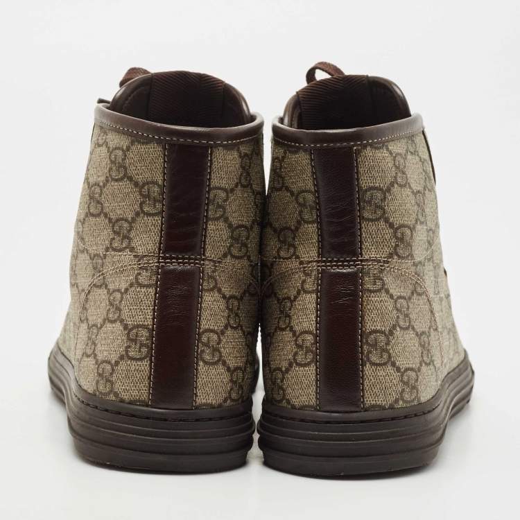 Pre Owned Gucci Brown/Grey GG Canvas High Top Sneakers Size 41