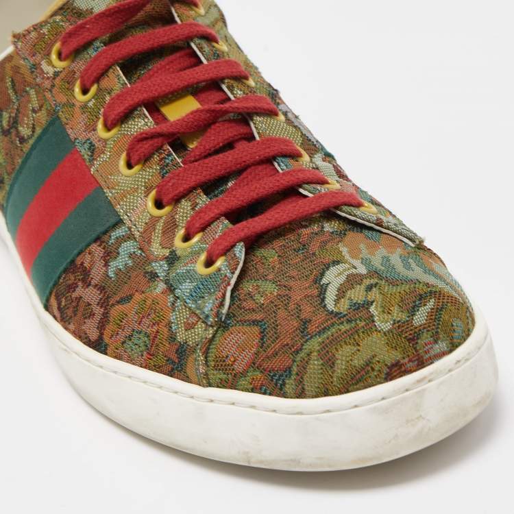 Pre Owned Gucci Multicolor Printed Canvas Ace Low Top Sneakers Size 44