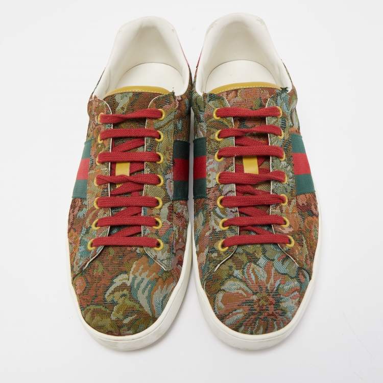 Pre Owned Gucci Multicolor Printed Canvas Ace Low Top Sneakers Size 44