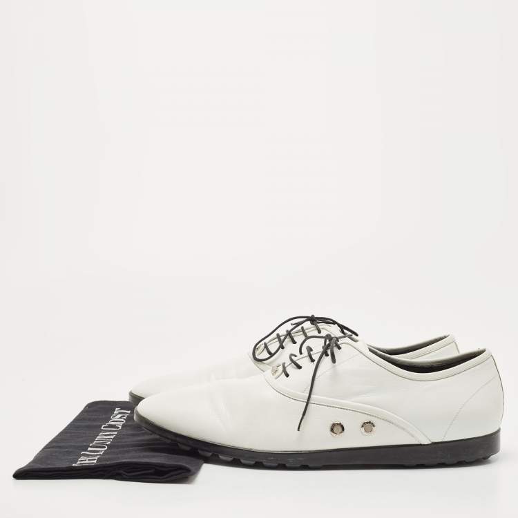 Pre Owned Gucci White Leather Lace Up Oxfords Size 44