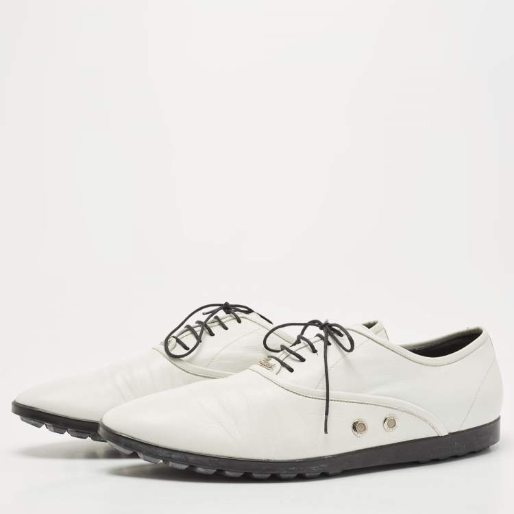 Pre Owned Gucci White Leather Lace Up Oxfords Size 44
