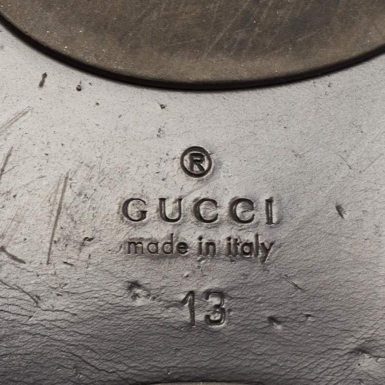 Pre Owned Gucci Tricolor Leather and Canvas Web Interlocking G Thong Slides Size 47