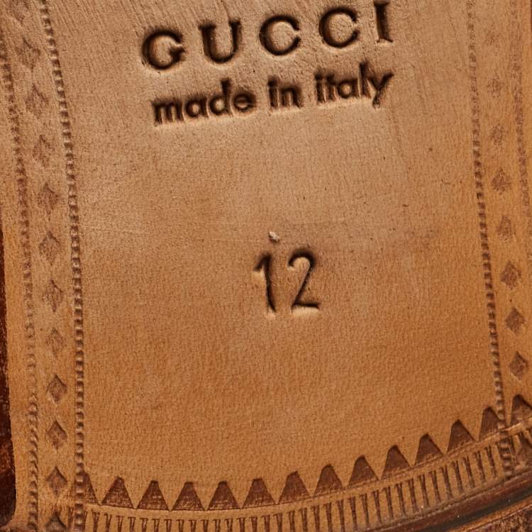 Pre Owned Gucci Dark Brown Leather Web Horsebit Loafers Size 46