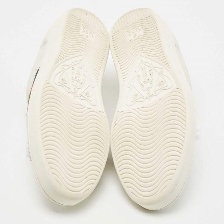 Pre Owned Gucci White Leather Ace Web Low Top Sneakers Size 42