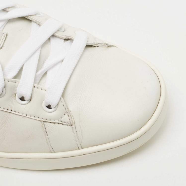 Pre Owned Gucci White Leather Ace Web Low Top Sneakers Size 42