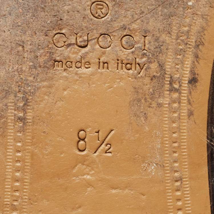 Pre Owned Gucci Burgundy Croc Embossed Leather Princetown Flat Mules Size 42.5