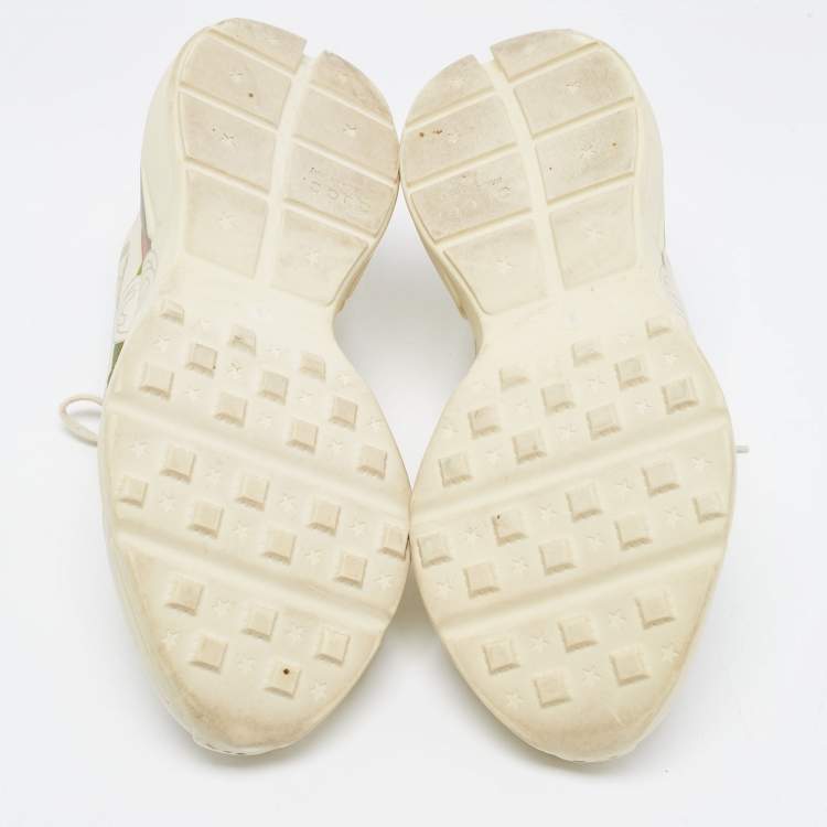 Pre Owned Gucci Cream Leather Gucci Logo Rhyton Sneakers Size 43