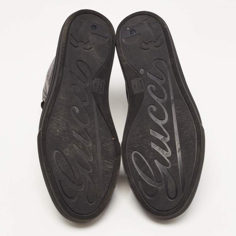 Pre Owned Gucci Black/Grey GG Canvas High Top Sneakers Size 44