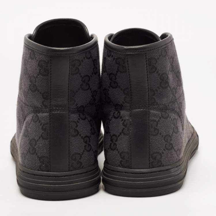 Pre Owned Gucci Black/Grey GG Canvas High Top Sneakers Size 44