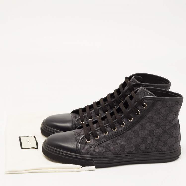 Pre Owned Gucci Black/Grey GG Canvas High Top Sneakers Size 44