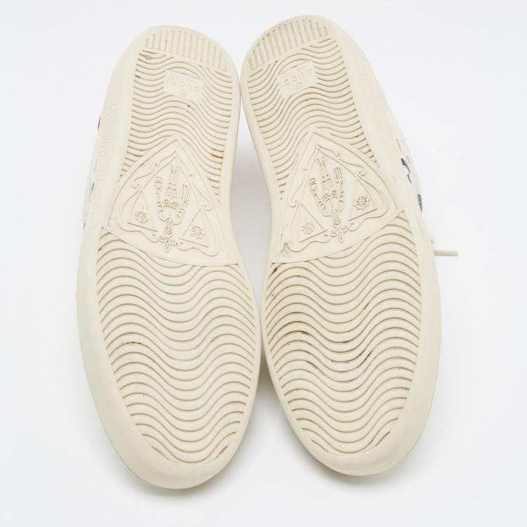 Pre Owned Gucci x Disney Ivory Leather Ace Mickey Mouse Low Top Sneakers Size 42