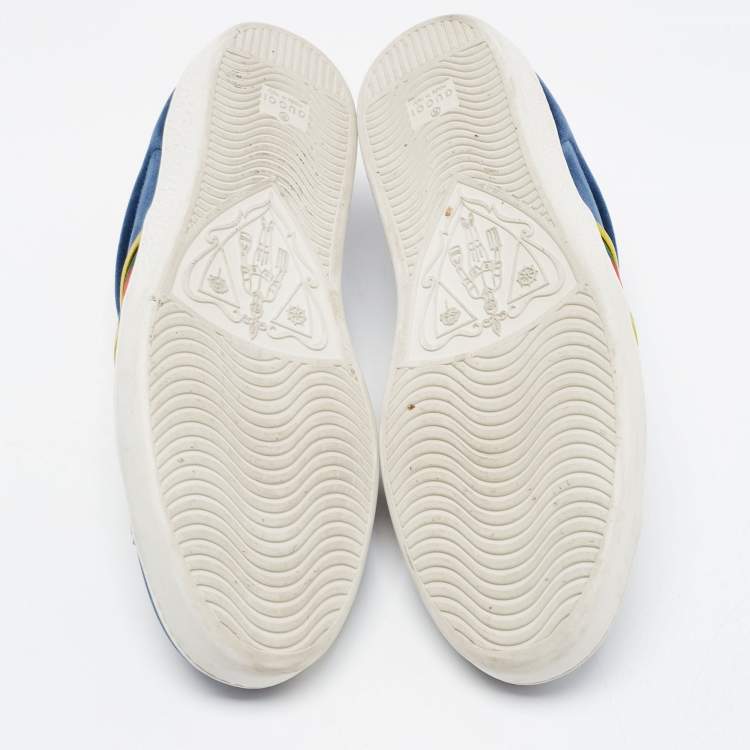 Pre Owned Gucci Blue Velvet Ace Web Low Top Sneakers Size 44