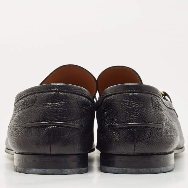 Pre Owned Gucci Black Leather Jordaan Slip On Loafers Size 46