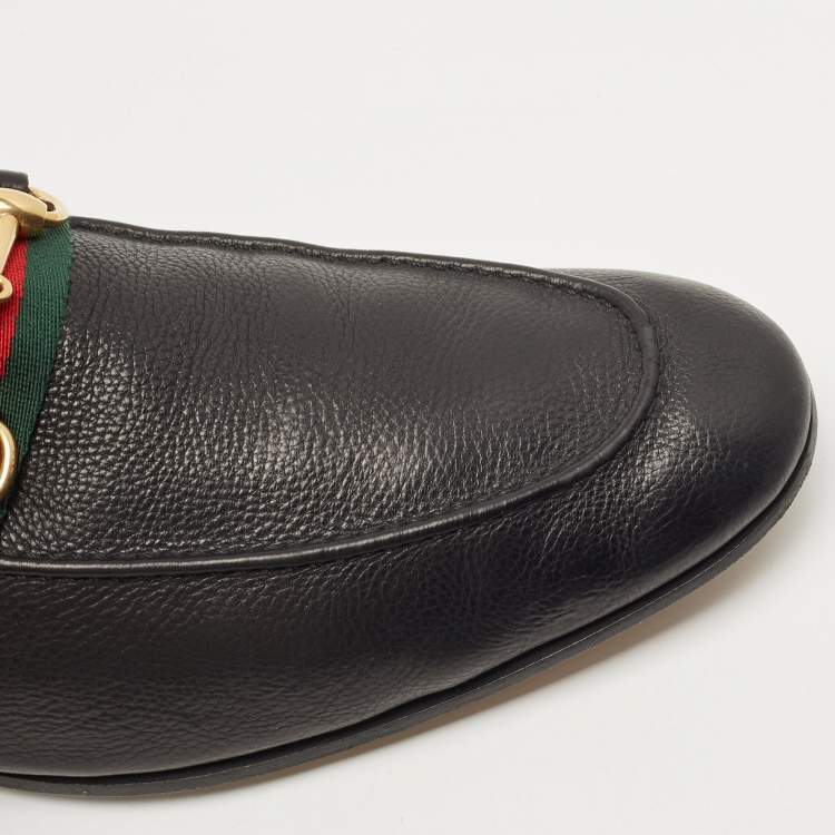 Pre Owned Gucci Black Leather Jordaan Slip On Loafers Size 46