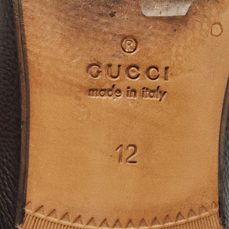 Pre Owned Gucci Black Leather Jordaan Slip On Loafers Size 46