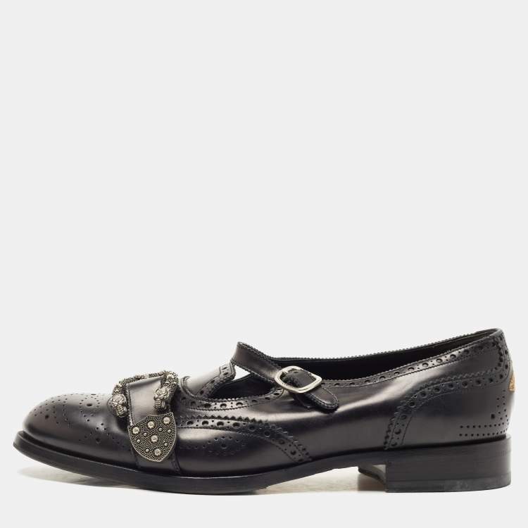 Gucci Black Leather Dionysus Accent Oxfords Size 46 Gucci TLC