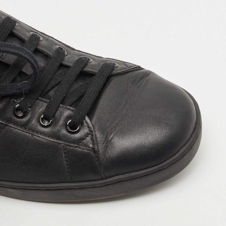 Pre Owned Gucci Black Leather Ace Low Top Sneakers Size 44