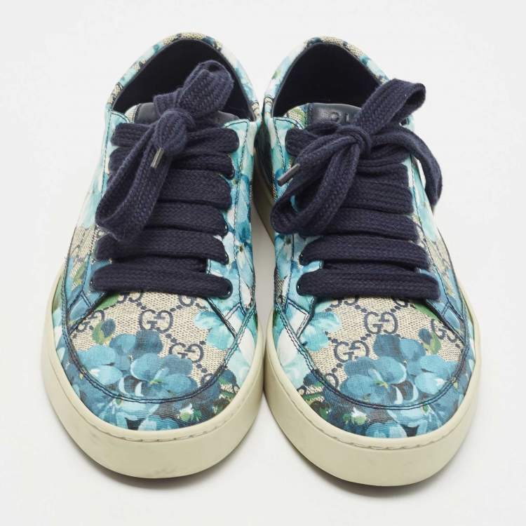 Pre Owned Gucci Multicolor Canvas Blooms Print GG Low Top Sneakers Size 39.5