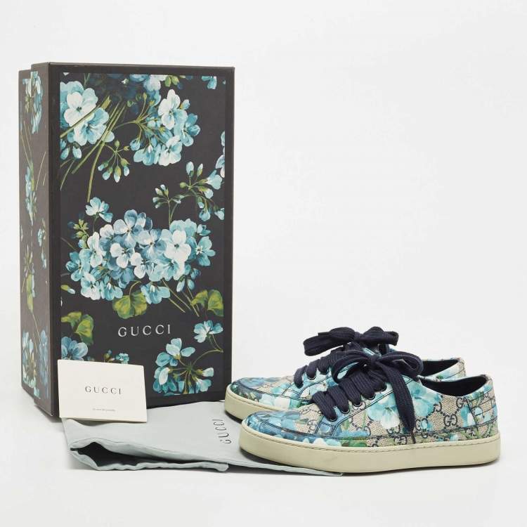 Pre Owned Gucci Multicolor Canvas Blooms Print GG Low Top Sneakers Size 39.5