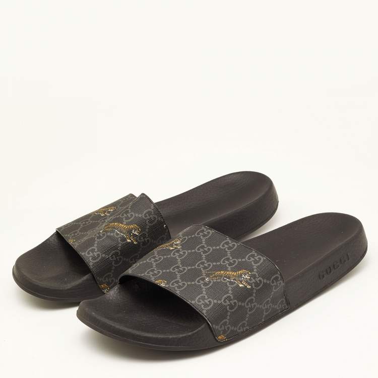 Men's GG slide sandal in grey and black Supreme