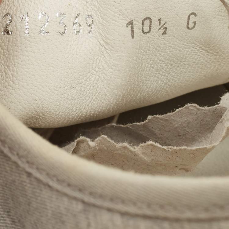 Pre Owned Gucci Grey/White Fabric and Leather Low Top Sneakers Size 44.5 