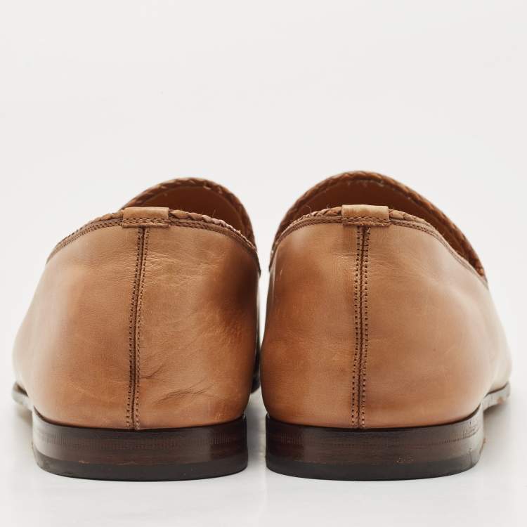 مملوكة مسبقًا Gucci Tan Leather Horsebit Loafers Size 44.5