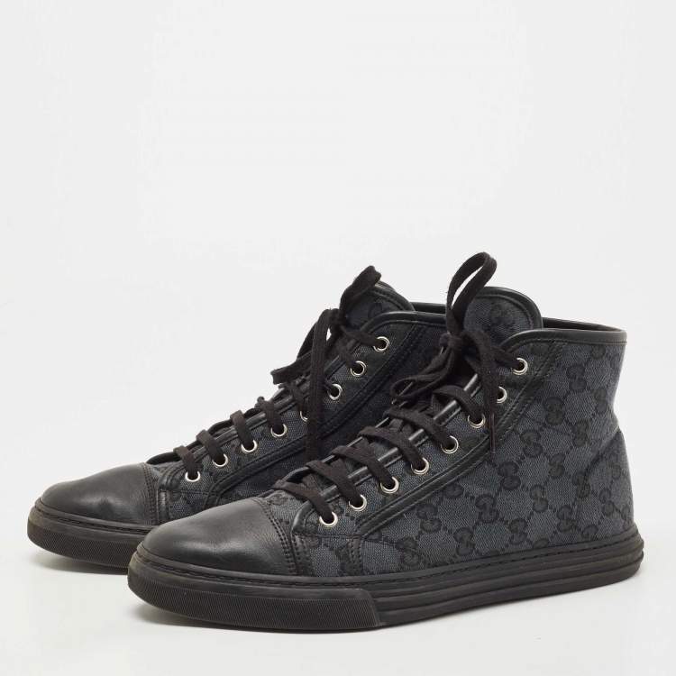 Men's GG high top sneaker in black GG canvas