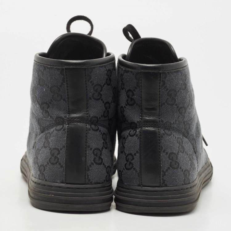 مملوكة مسبقًا Gucci Two Tone GG Canvas and Leather Cap Toe High Top Sneakers Size 42.5