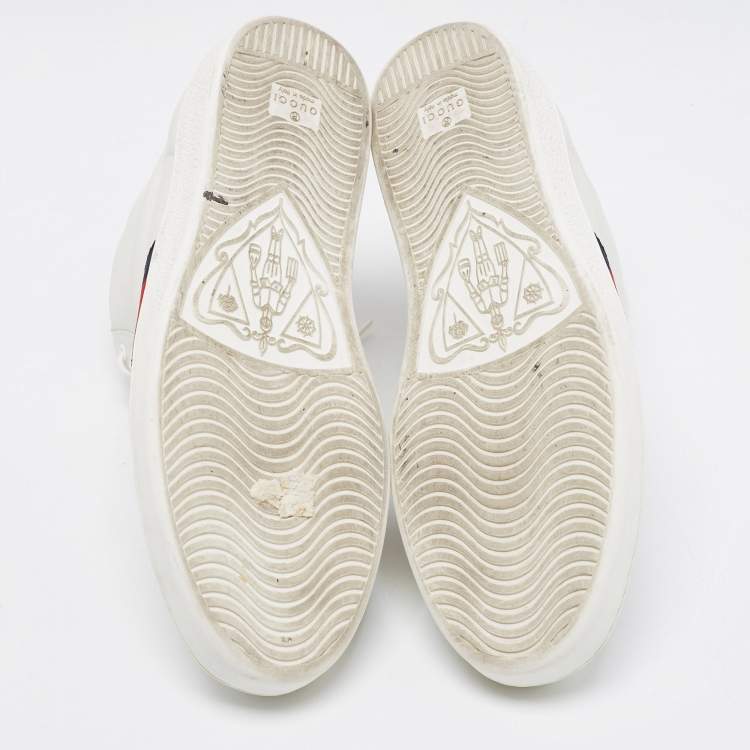 Pre Owned Gucci White Leather Web Ace High Top Sneakers Size 43
