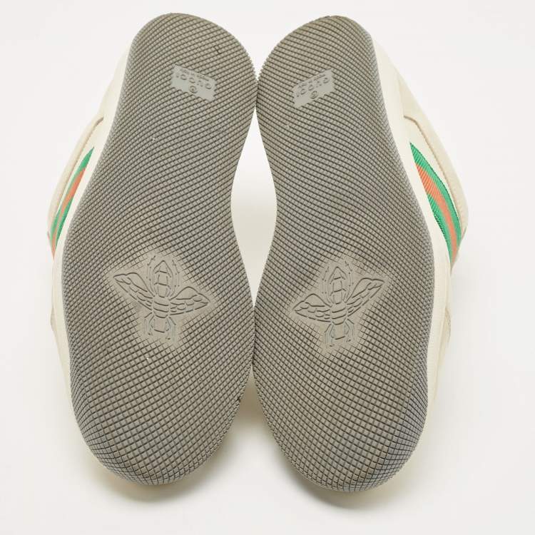 Pre Owned Gucci Cream Nubuck Leather Screener Low Top Sneakers Size 41