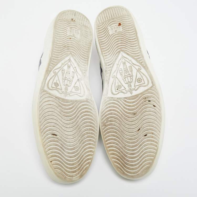 Pre Owned Gucci White Leather Ace Web Low Top Sneakers Size 45