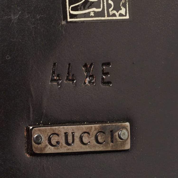 Pre Owned Gucci Black Leather Horsebit Slip On Loafers Size 44.5