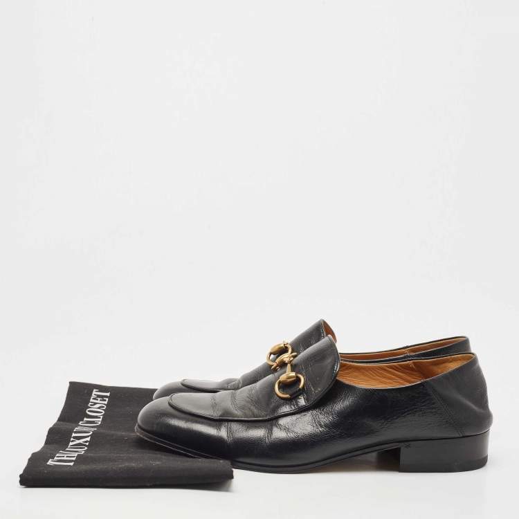 مملوكة مسبقًا Gucci Black Leather Horsebit Loafers Size 41