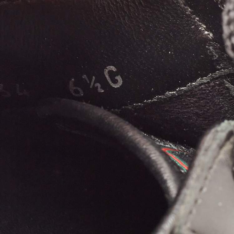 Gucci Black Microguccissima Leather Web Low Top Sneakers Size 40.5