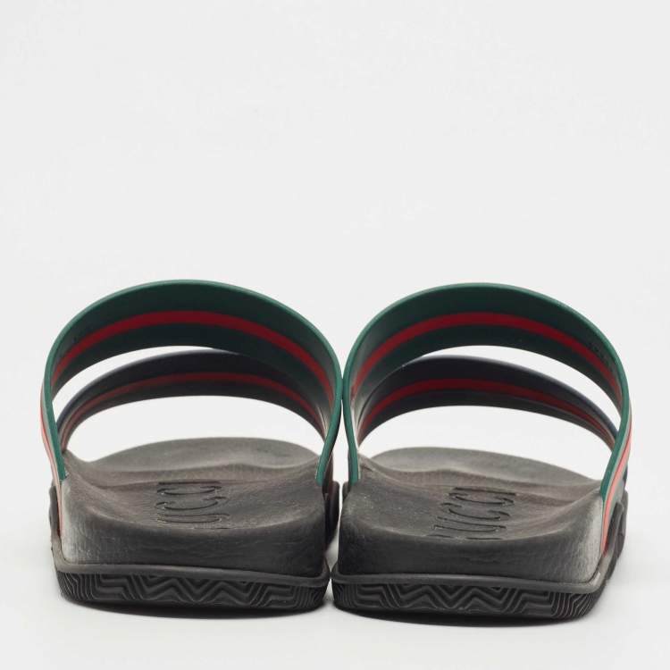 Pre Owned Gucci Multicolor Rubber Agrado Two Strap Sandals Size 47