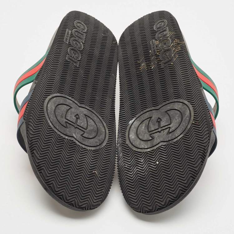 Pre Owned Gucci Multicolor Rubber Agrado Two Strap Sandals Size 47