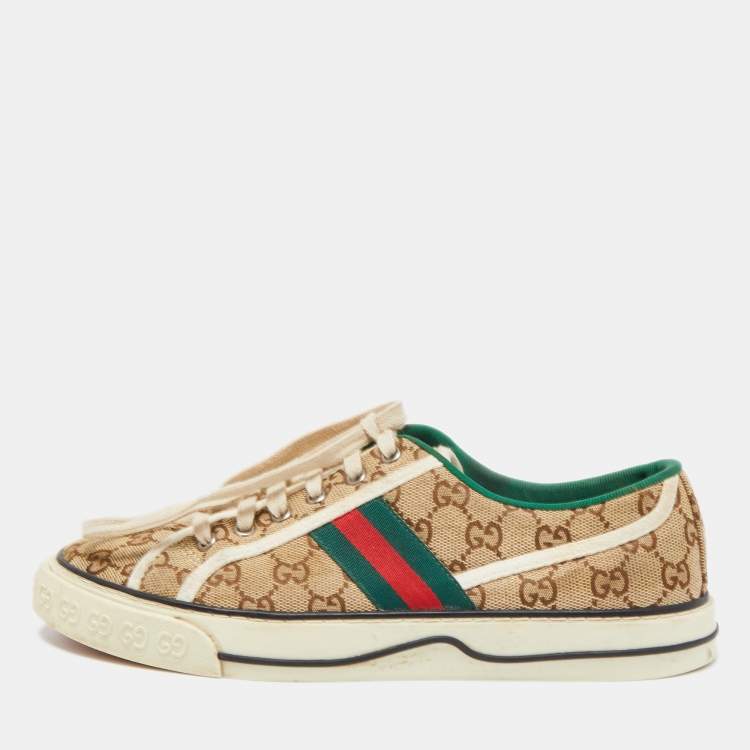 Pre Owned Gucci Beige/Brown GG Canvas Tennis 1977 Sneakers Size 41