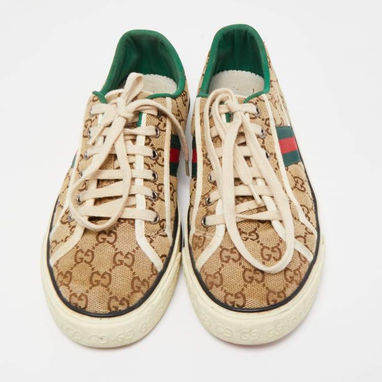 Pre Owned Gucci Beige/Brown GG Canvas Tennis 1977 Sneakers Size 41