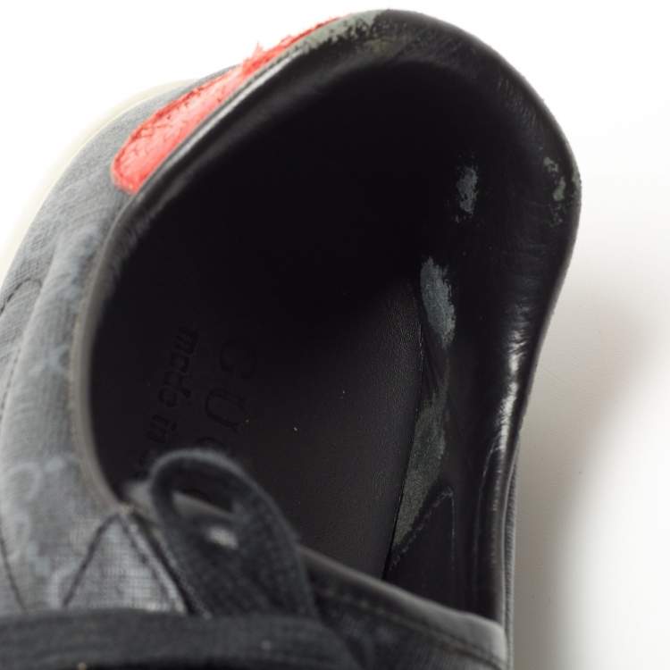 Pre Owned Gucci Black GG Supreme Canvas Ace Low Top Sneakers Size 42
