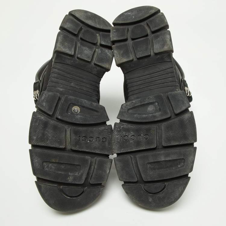 Pre Owned Gucci Black Leather and Suede Flashtrek Ankle Boots Size 45.5