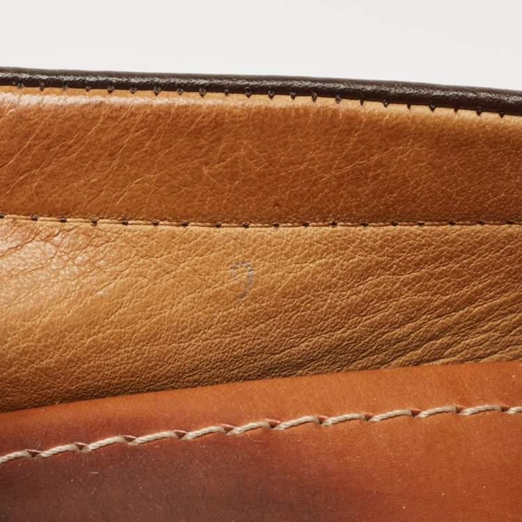 Pre Owned Gucci Brown Leather Horsebit Loafers Size 43