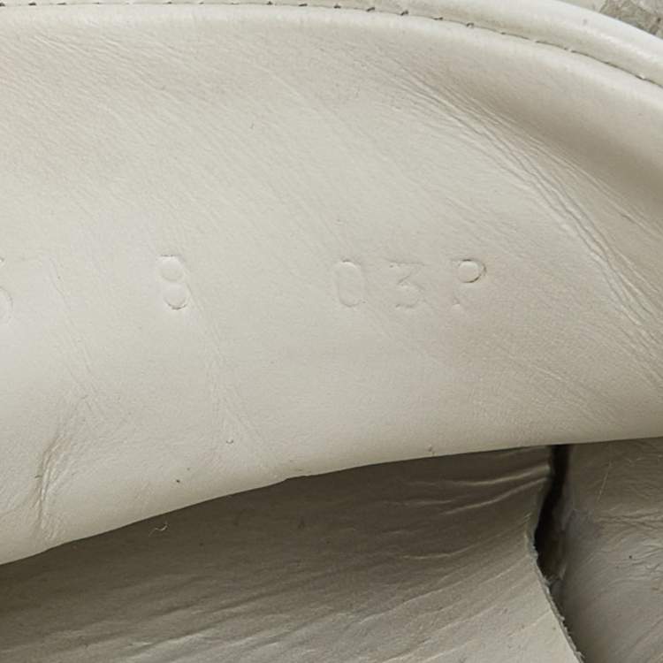 مملوكة مسبقًا Gucci White Leather Embroidered Bee Web Ace Low-Top Sneakers Size 42