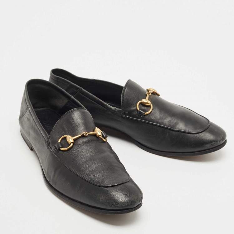 مملوكة مسبقًا Gucci Black Leather Jordaan Loafers Size 42